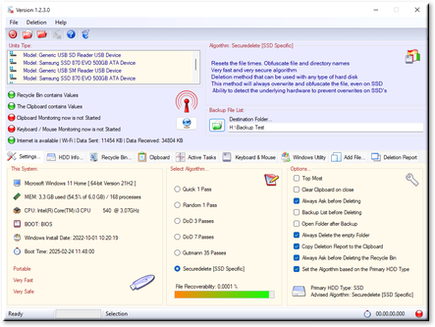 Main Window SecureDel 1.2.3